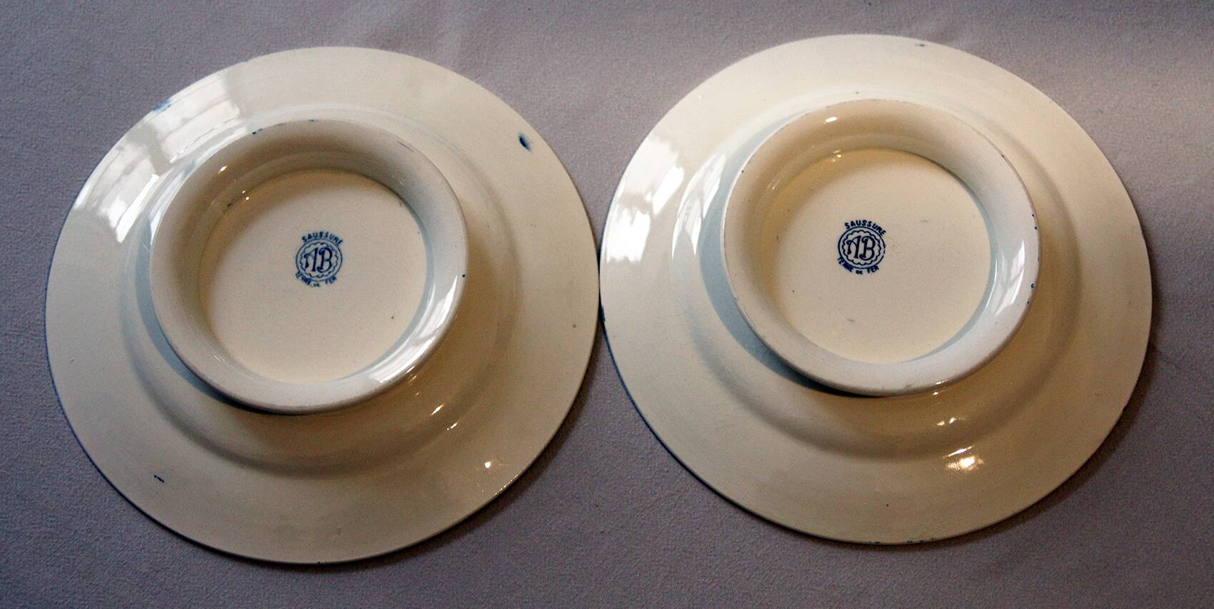 Pair of low compotiers Terre de Fer earthenware Salins AB model Saussure