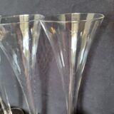 8 old champagne flutes evased blown glass model impossible
