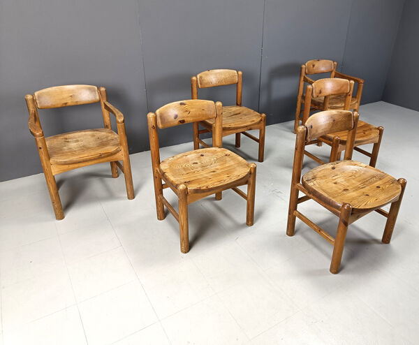 Copie de chaises de salle à manger en bois de pin Rainer Daumiller pour le set de 6 Hirthals Savvaerk.