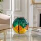 Small round Art Deco vase in painted glass.
