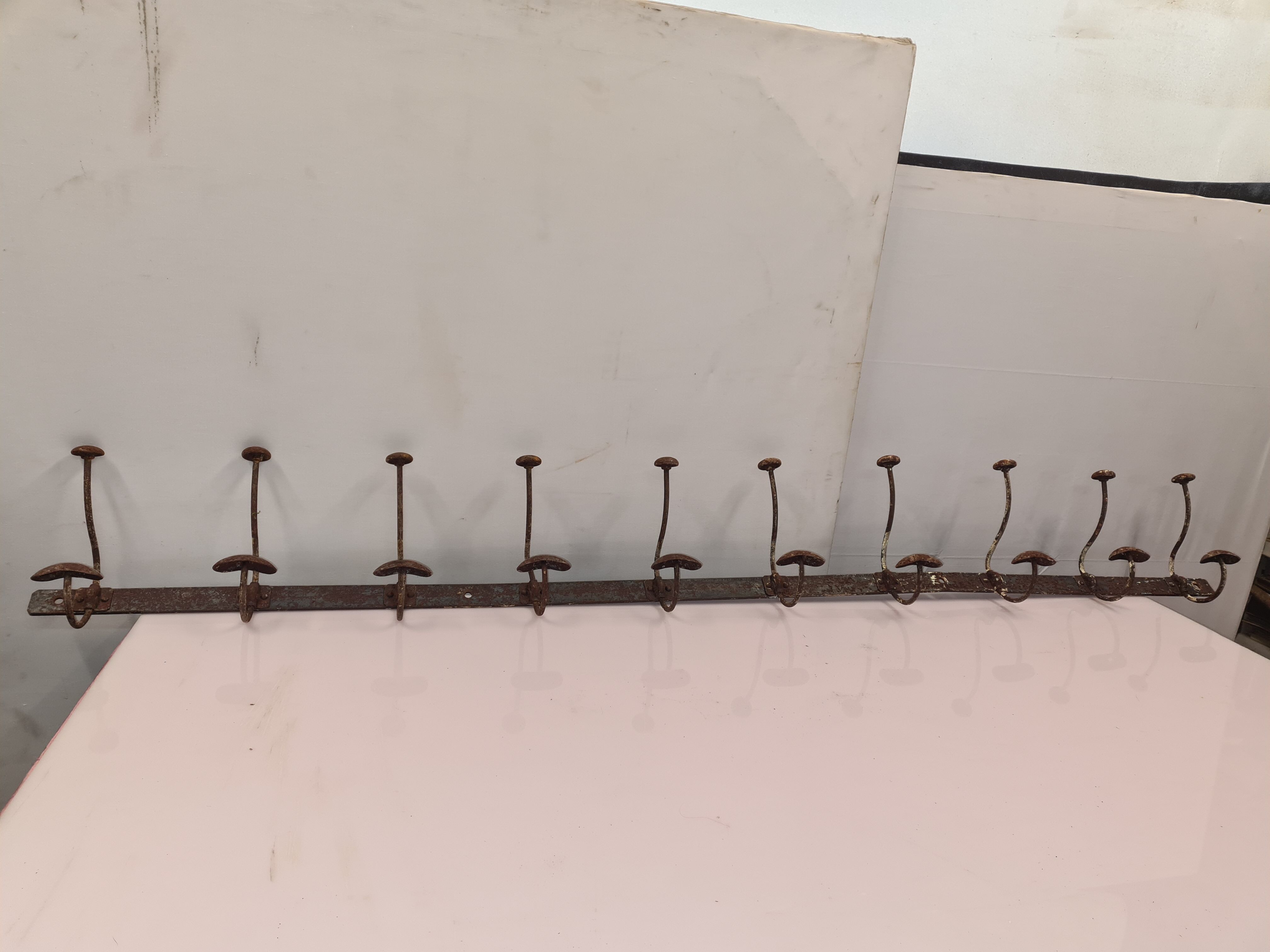 Iron school coat rack