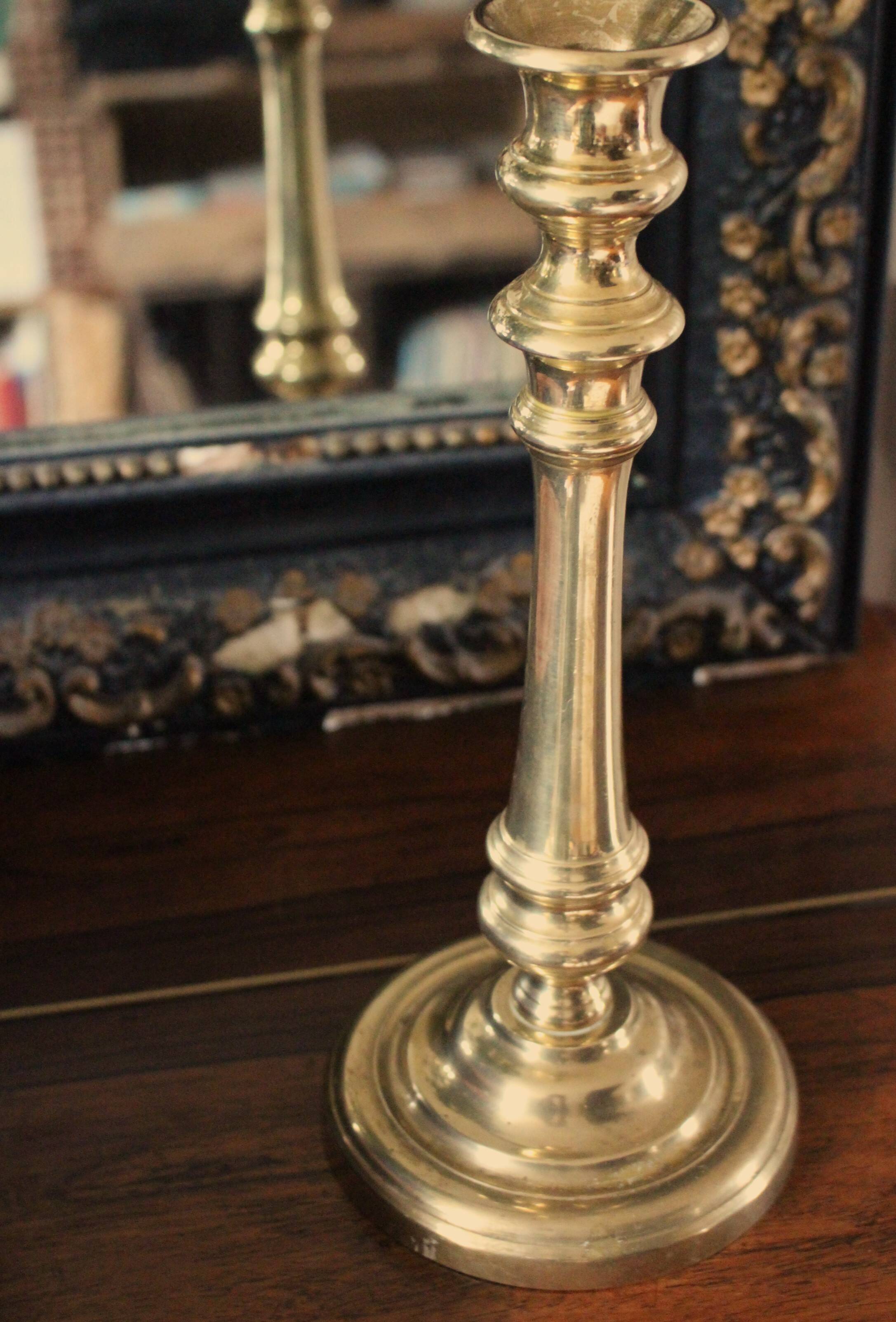 Large brass torch candle holder