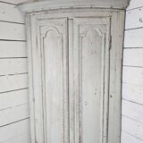 19th century curved corner cupboard in patinated oak