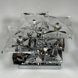 1960s 1970s Wall Sconce by Kinkeldey Lighting Germany in Glass & Chrome