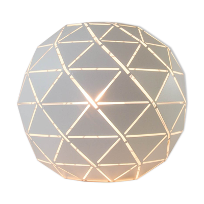 Lampe de table moderniste sphère en métal blanc vintage années 90