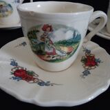 Six sarreguemines cups and saucers, obernai model