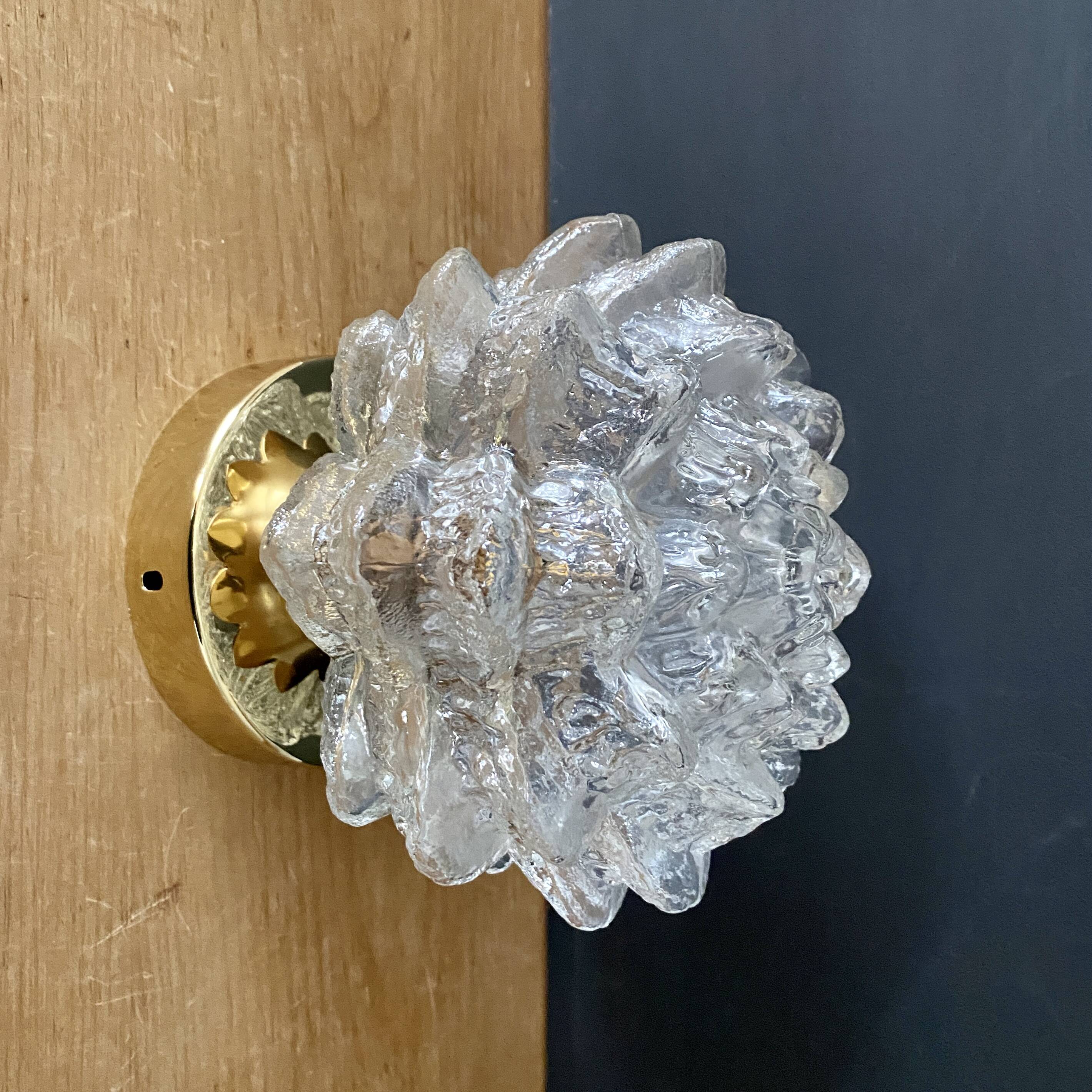 Vintage globe wall or ceiling light in molded glass in the shape of a flower
