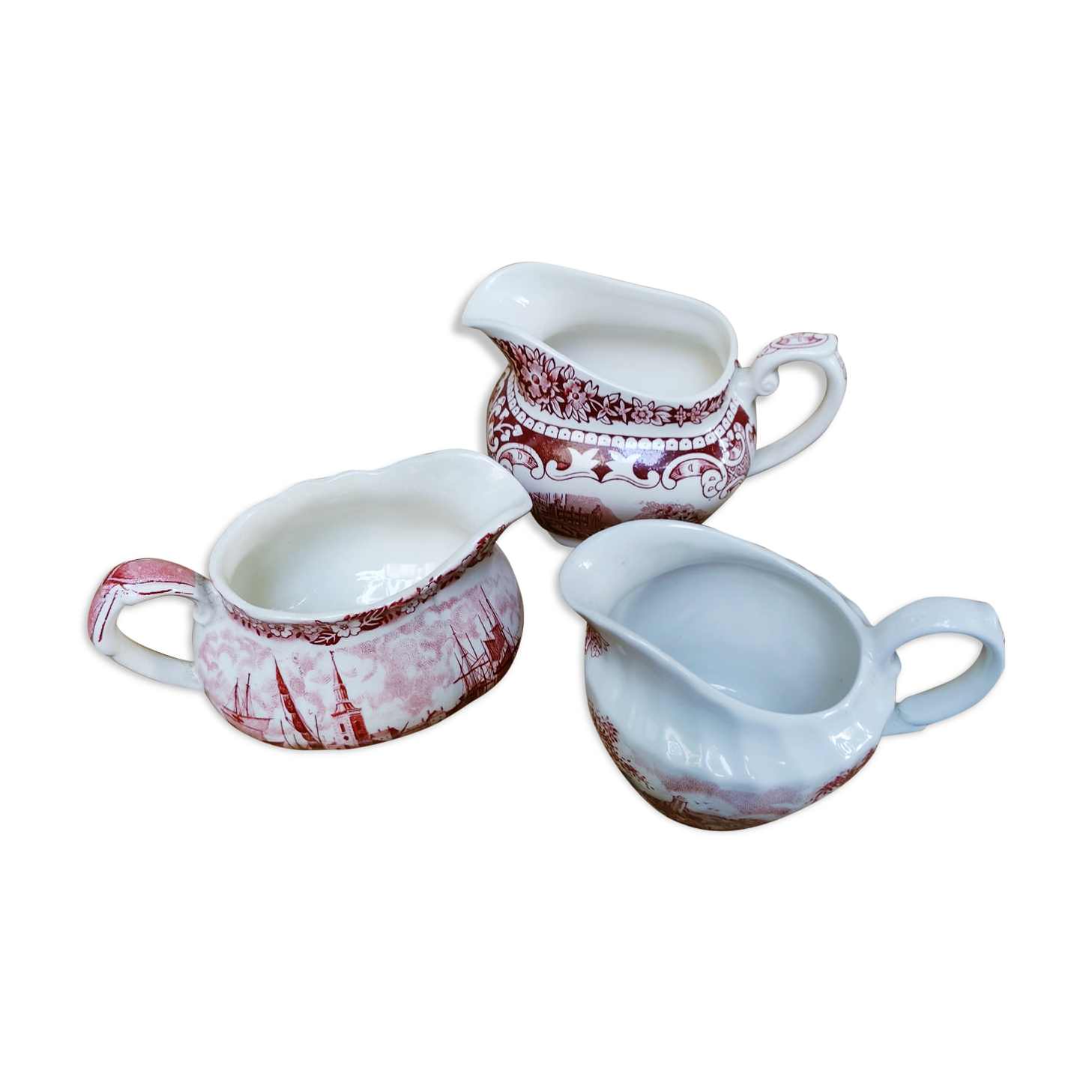 Collection of 3 milk jars in faience