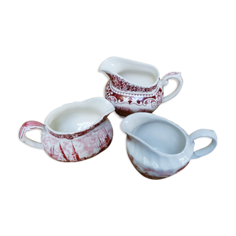 Collection of 3 milk jars in faience