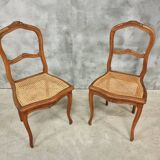Set of antique French chairs dining chairs webbing and beech