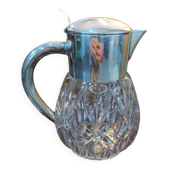 Crystal and silver carafe