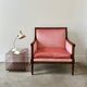 Large pink velvet armchair