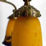 Gilded bronze and blown glass paste chandelier, Muller Frères, Art Deco