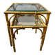 Pair of nesting tables in faux bamboo with glass tops, France, 1960s.