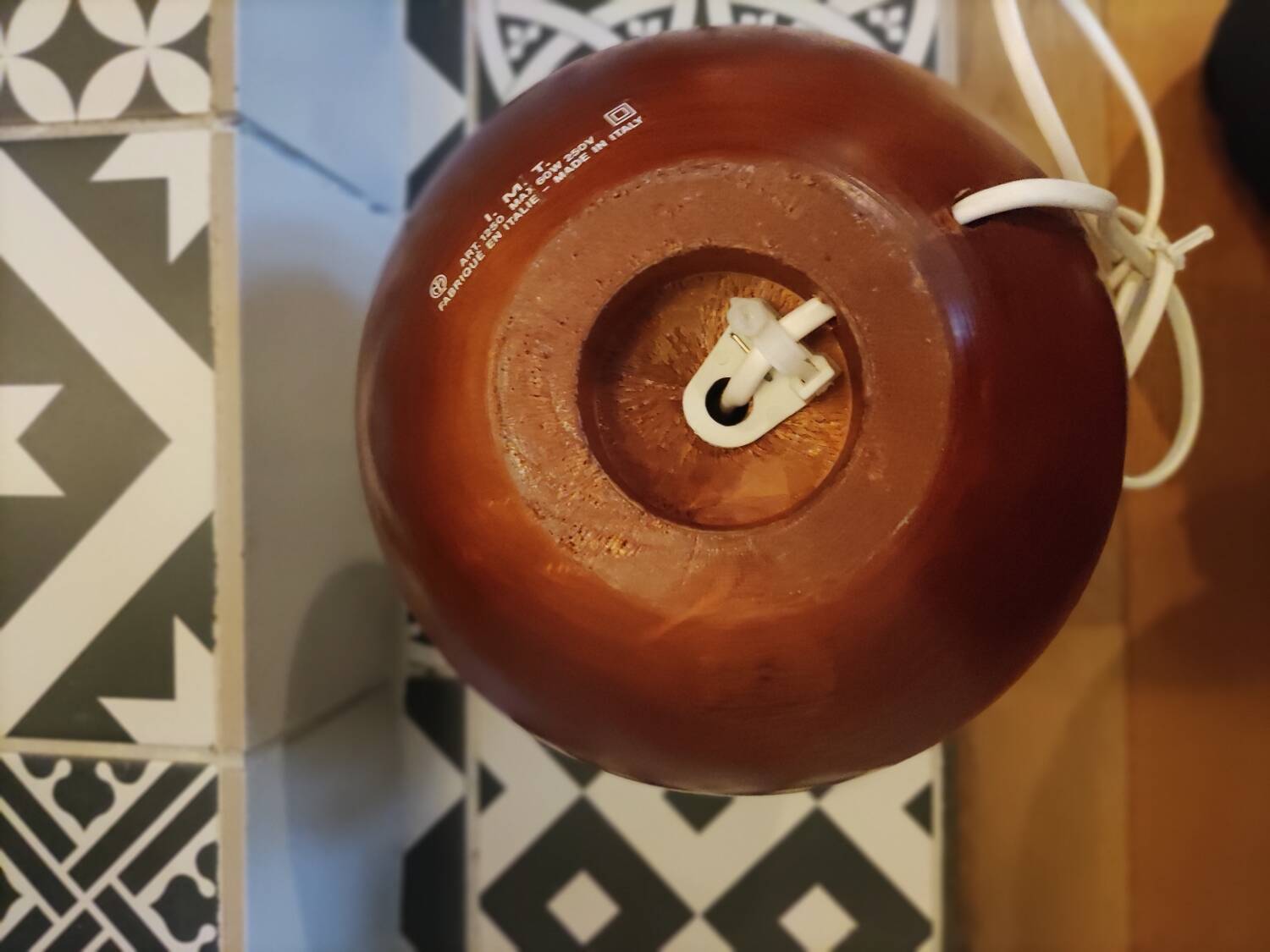 Wooden ball lamp base made in Italy