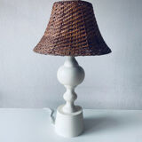 Large turned white wooden lamp