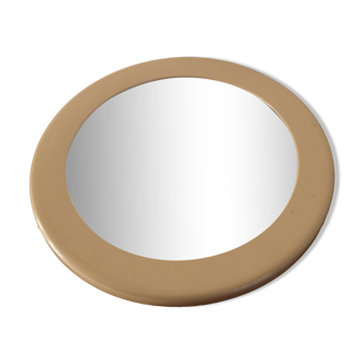 Miroir rond en plastique beige Syla Made in France années 70