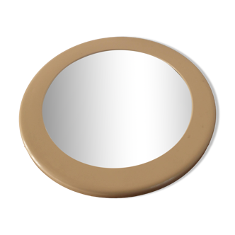 Round beige plastic mirror Syla Made in France 70s