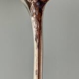Large old ladle in silver metal, medallion baguette model