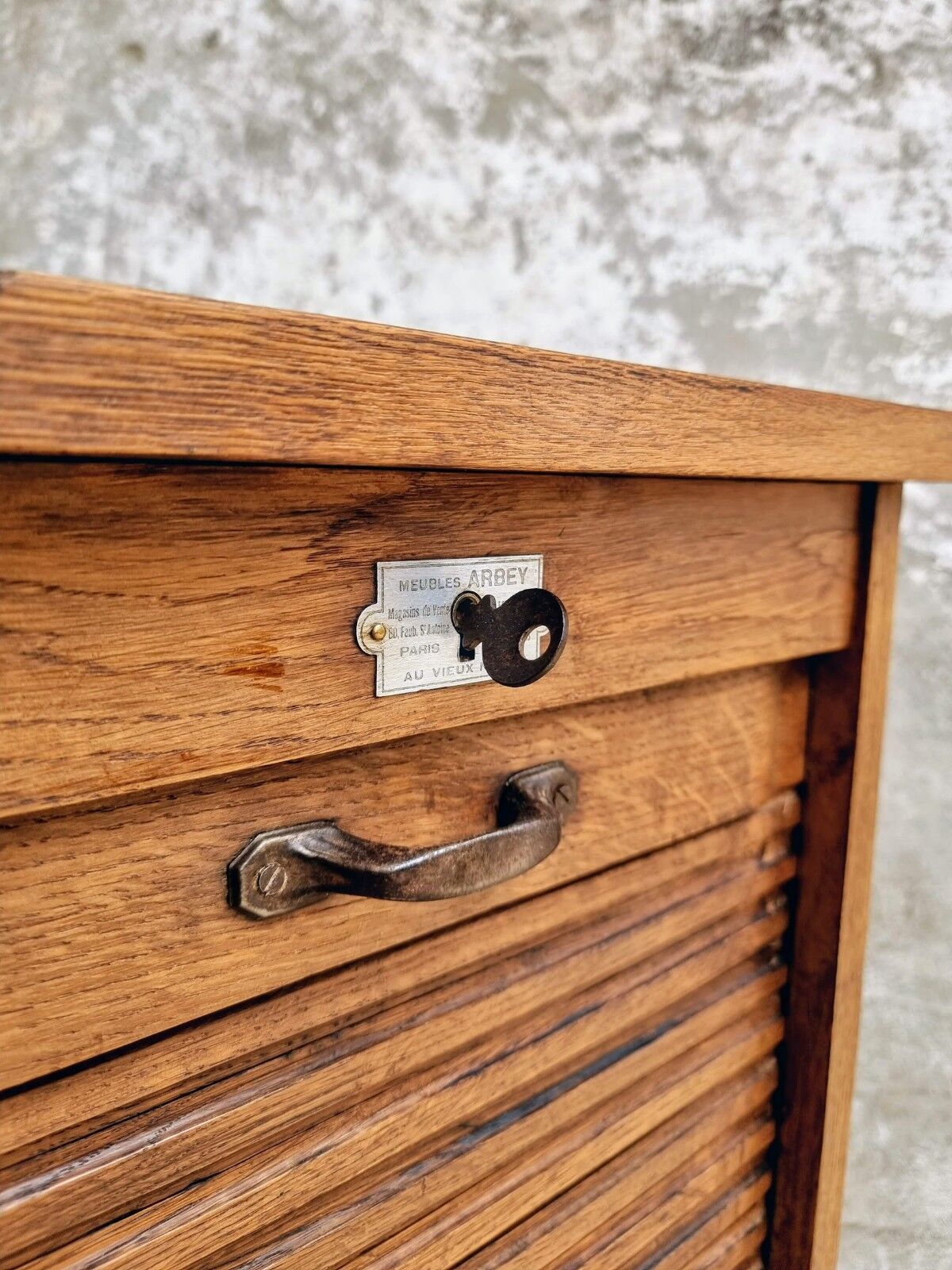 Antique roller shutter cabinet Paris oak wall cupboard