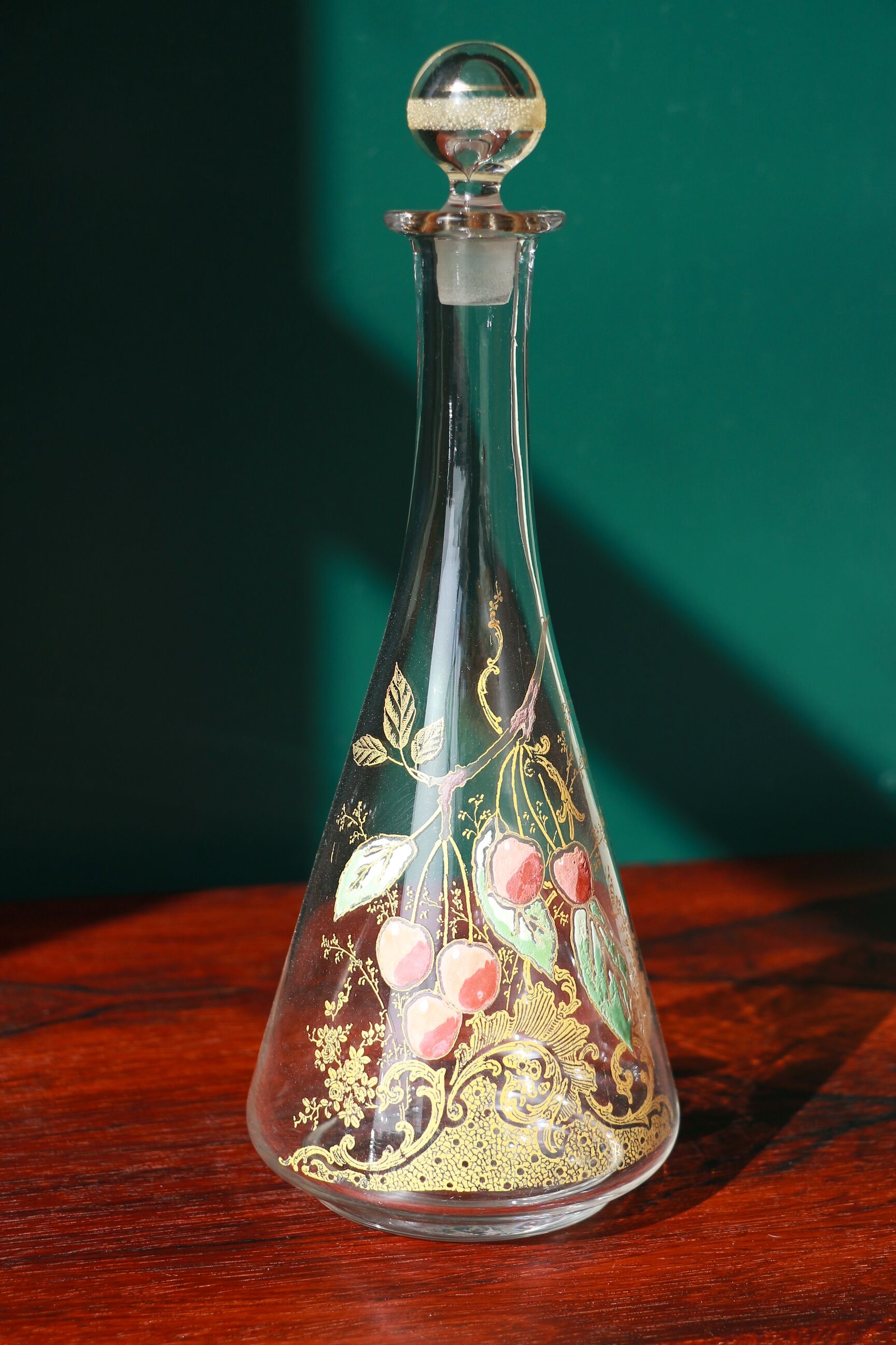 Liquor decanter - cherry decoration - art nouveau - Legras