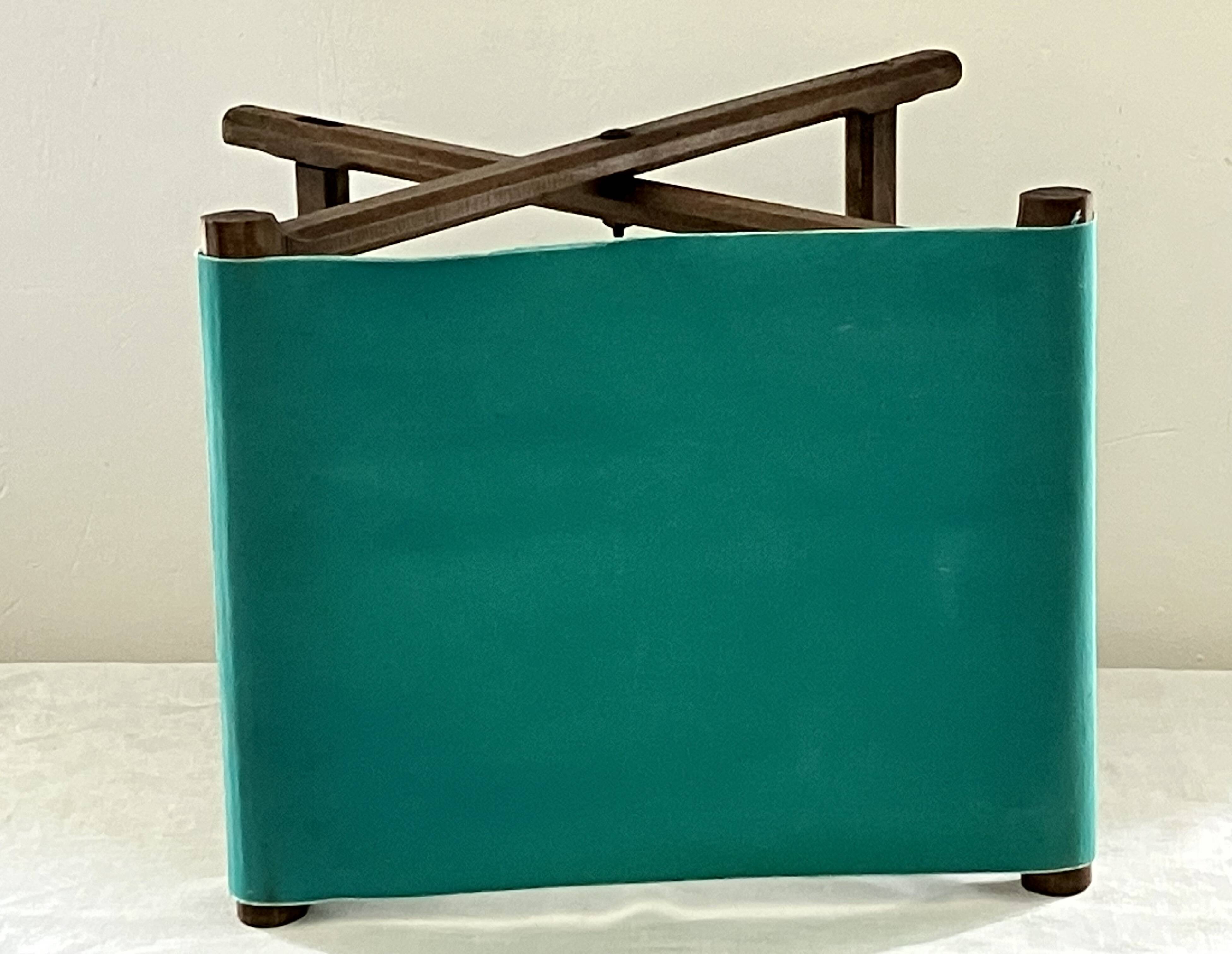 Folding stool, wood and canvas seat