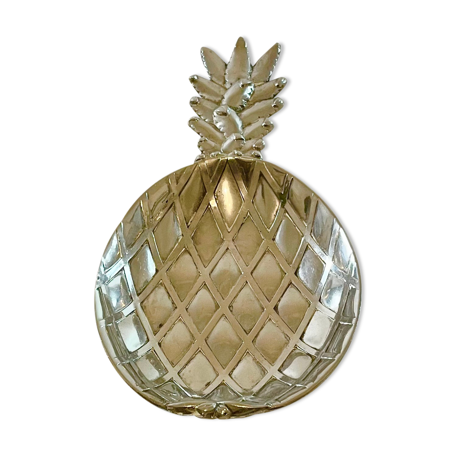 Vide poche ananas en métal argenté