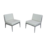 Pair of chrome and leather armchairs