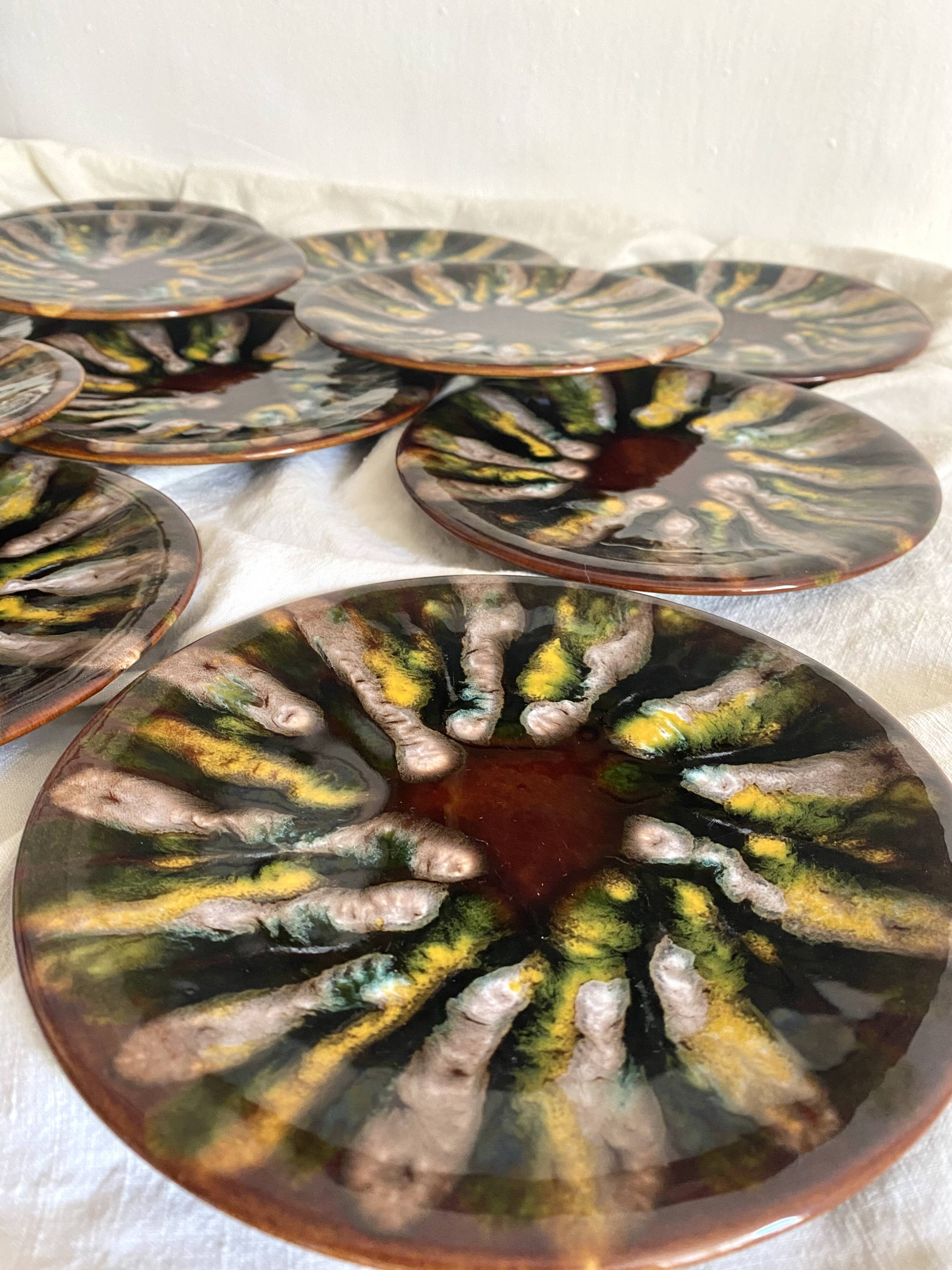 Saint Jean de Bretagne earthenware dessert plates
