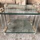 Pair bedside design plexi + brass + vintage glass trays