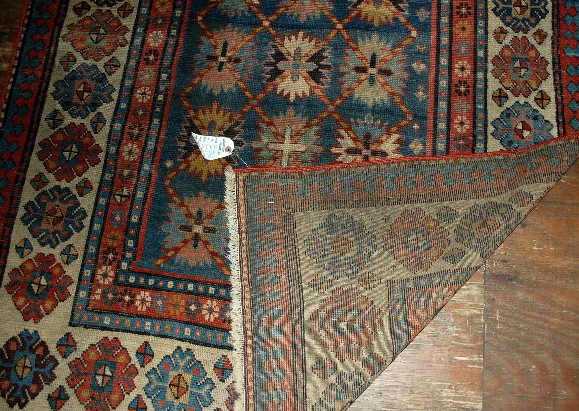 Handmade antique Caucasian Talish rug 131cm x 271cm 1880s - 1B514