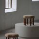Pair of Danish oak stools from the mid-century with hexagonal seat and turned legs, 1950s.