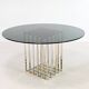 Pierre cardin, “cage” dining table, chrome and gilded steel. france, circa 1970.