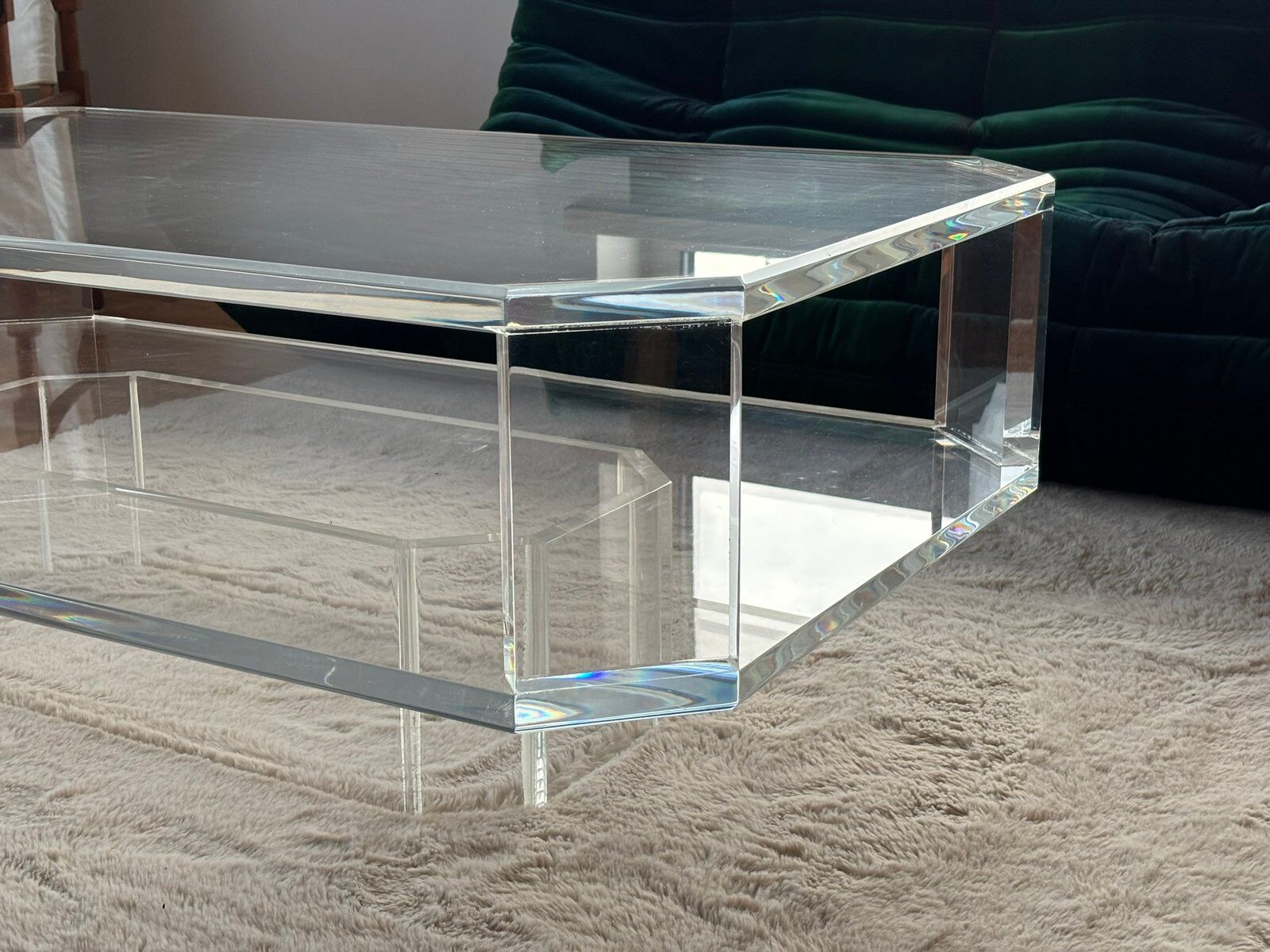 Table basse en verre acrylique transparent