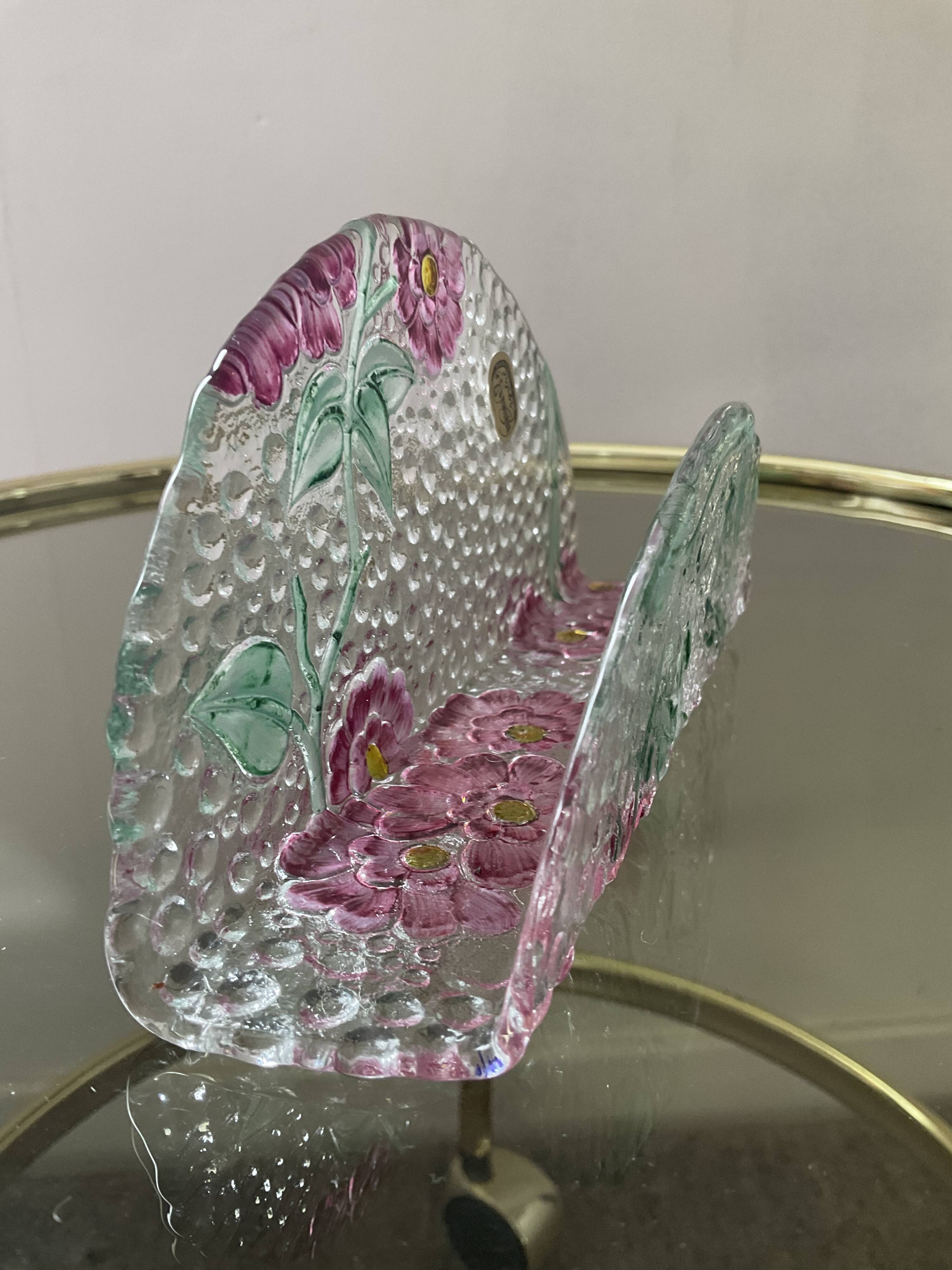 Vintage bohemian crystal mail holder Czechoslovakia