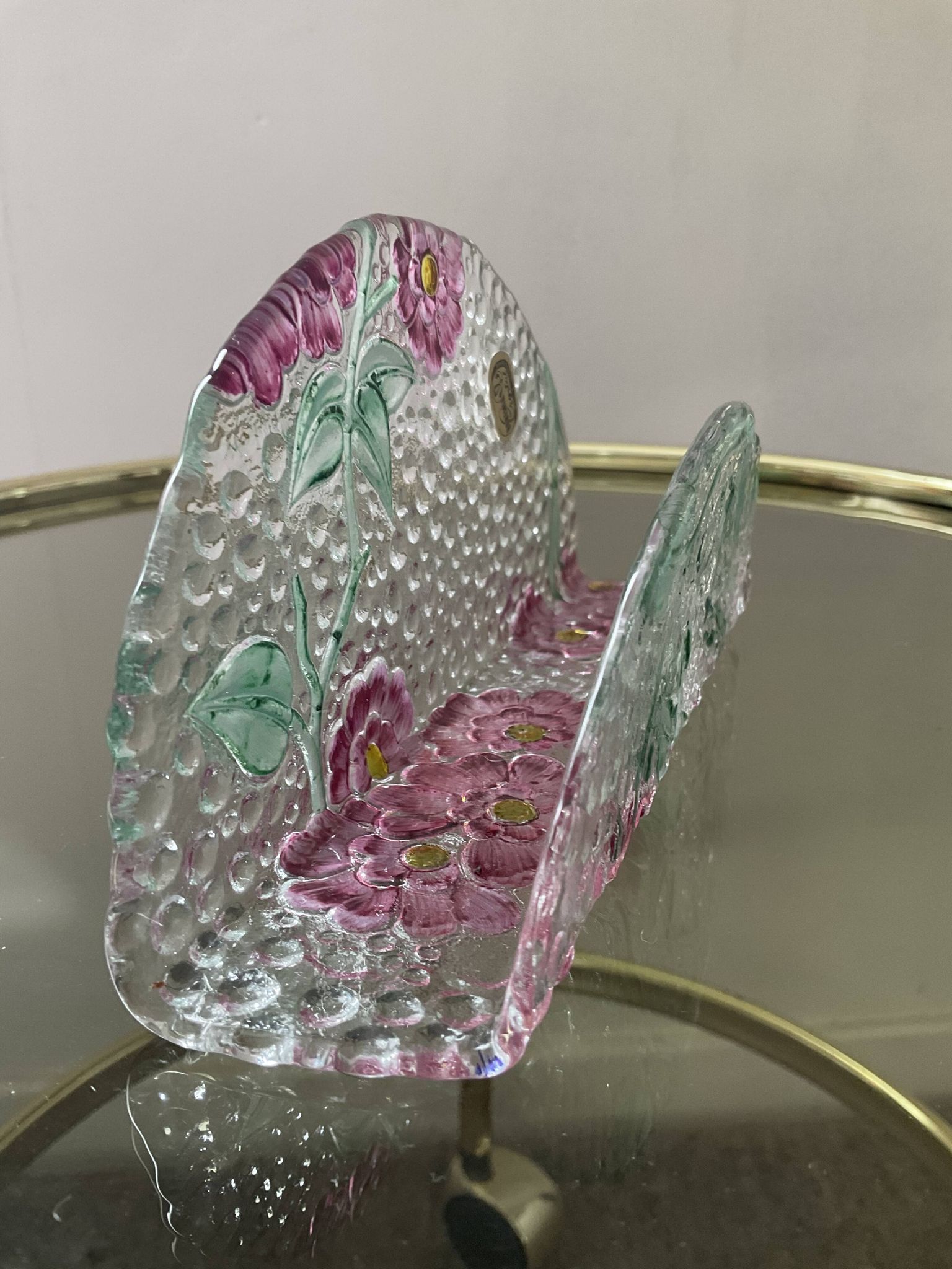 Vintage bohemian crystal mail holder Czechoslovakia