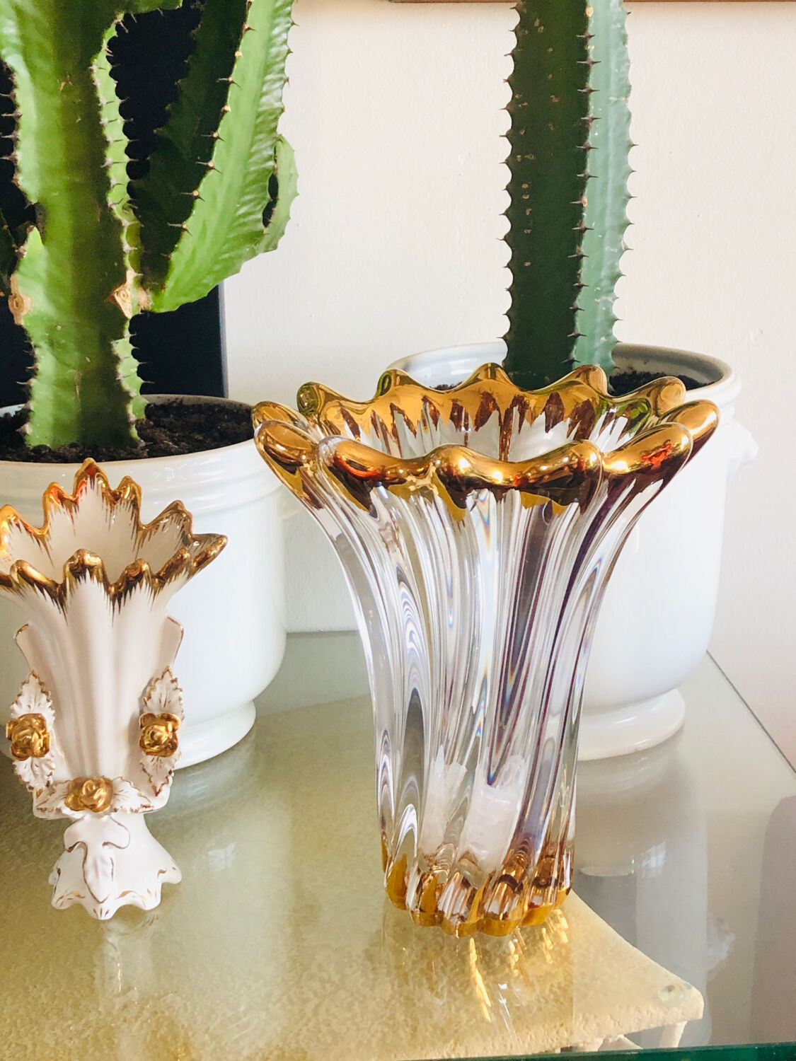 Antique vase in crystal and gilded with fine gold