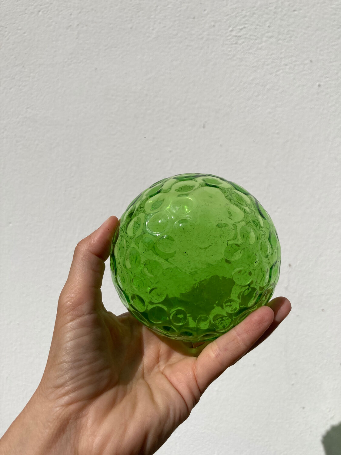 4 green water glasses and vintage blown glass carafe