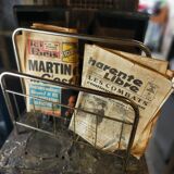 Magazine or vinyl holder in gold metal, 1960s