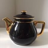 Vintage black and gold ceramic coffee pot, 1950s