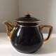 Vintage black and gold ceramic coffee pot, 1950s