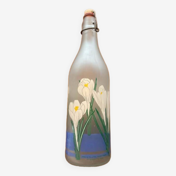 Frosted glass bottle, crocus decor, LilLian Vernon