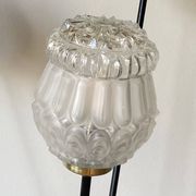 Large tripod floor lamp in black metal with 3 molded glass globes LAMP-7296