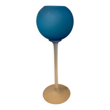 Frosted blue glass footed lantern