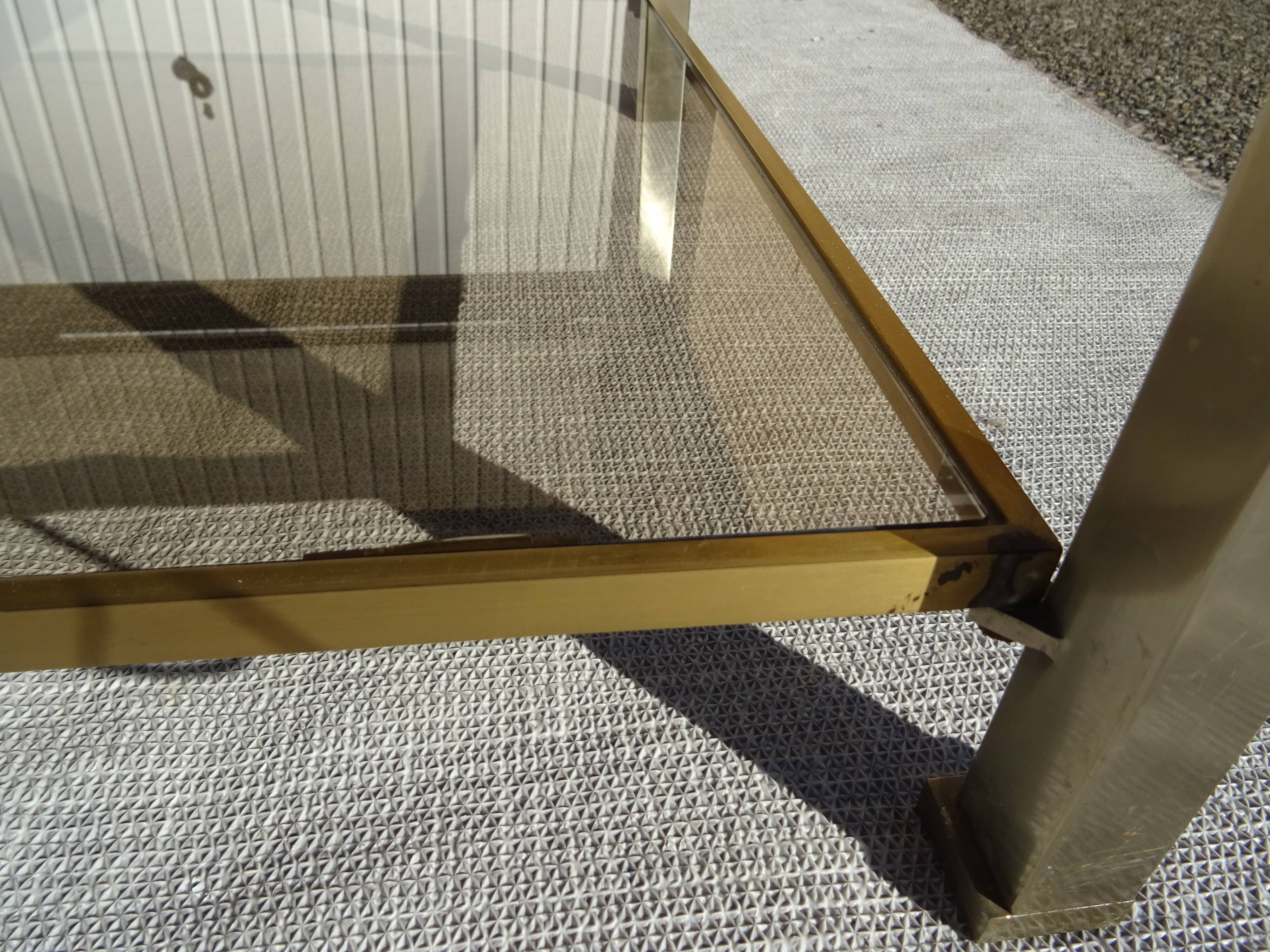 Table bout de canapé acier bicolore Guy Lefèvre Maison Jansen an 70