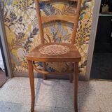 Chaise de style bistrot en bois blond 1940