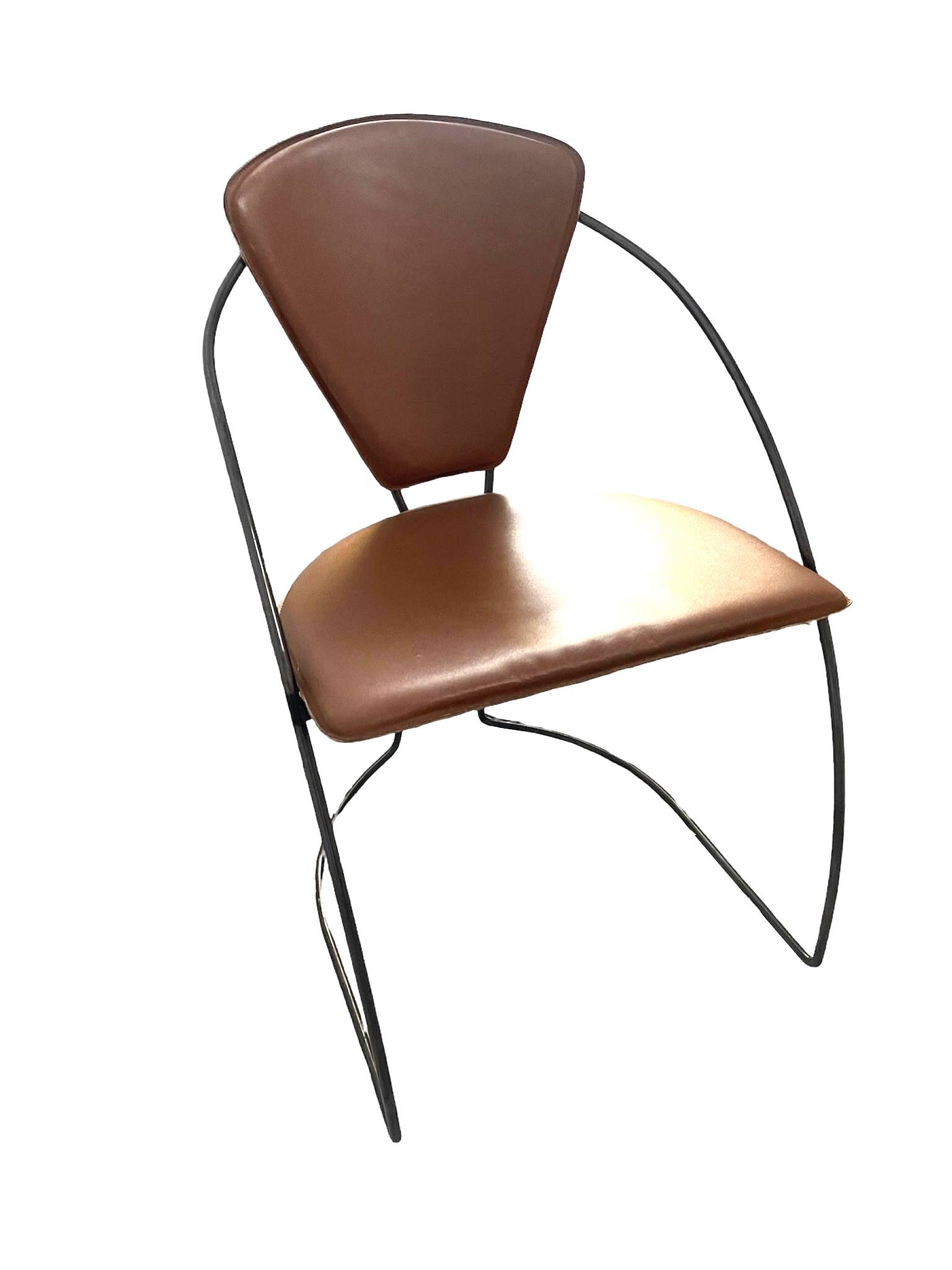 4 chaises de salle à manger en cuir marron Arrben