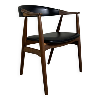 Armchair Model 213 In Teak And Imitation Leather/Skai Designed By Th Harlev For Farstrup Møbler