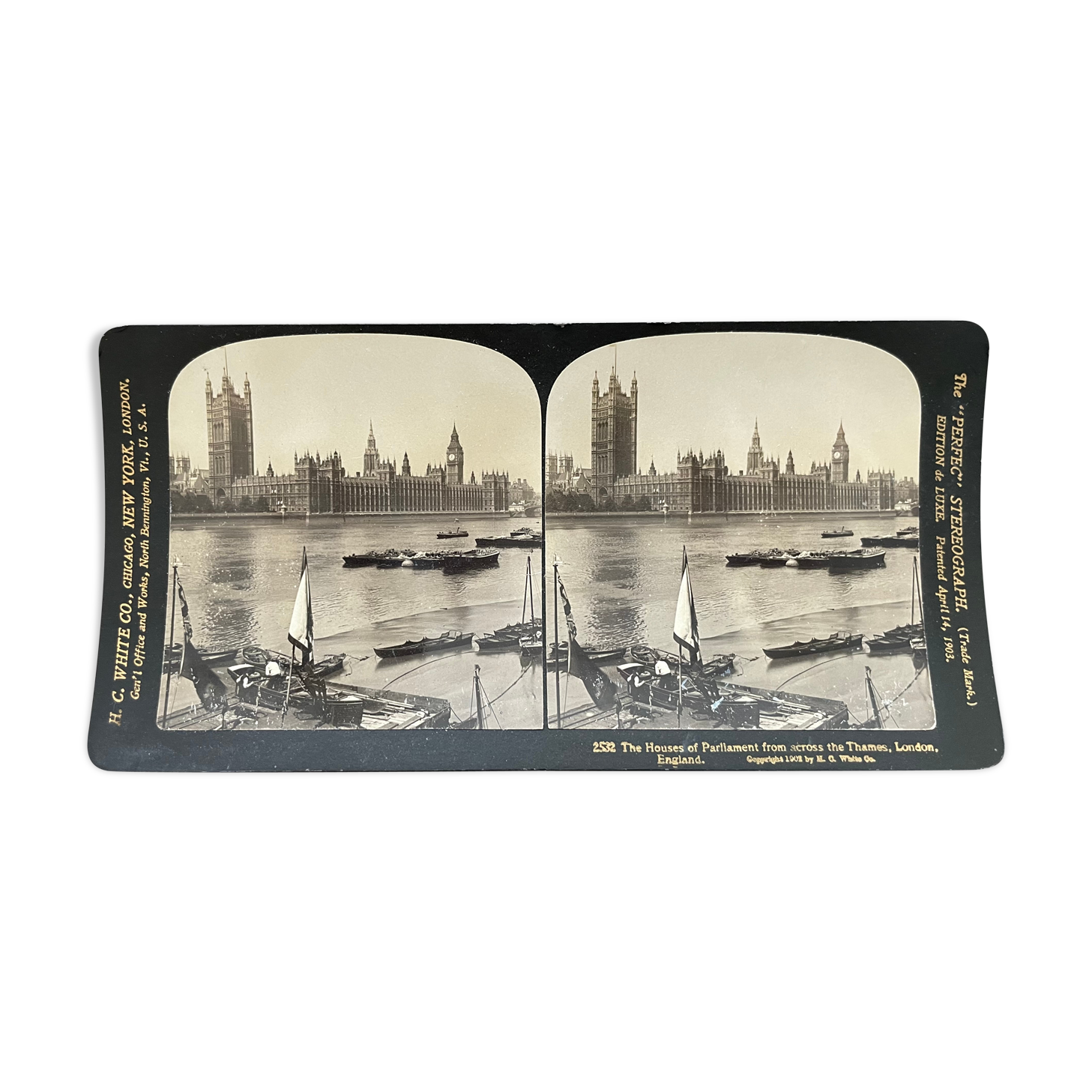 Old photography stereo, stereograph, luxury albumine 1903 Palace of Parliament, London