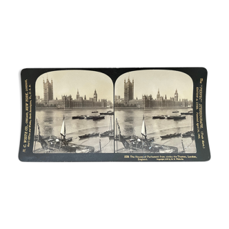 Photographie ancienne stereo, stereograph, luxe albumine 1903 Palais du Parlement, Londres